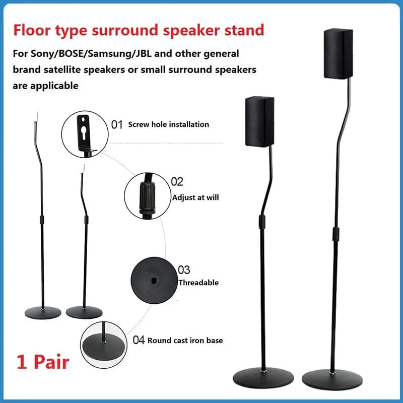 1 paire de supports de haut-parleurs Surround réglables 80-120MM, support de sol universel pour haut