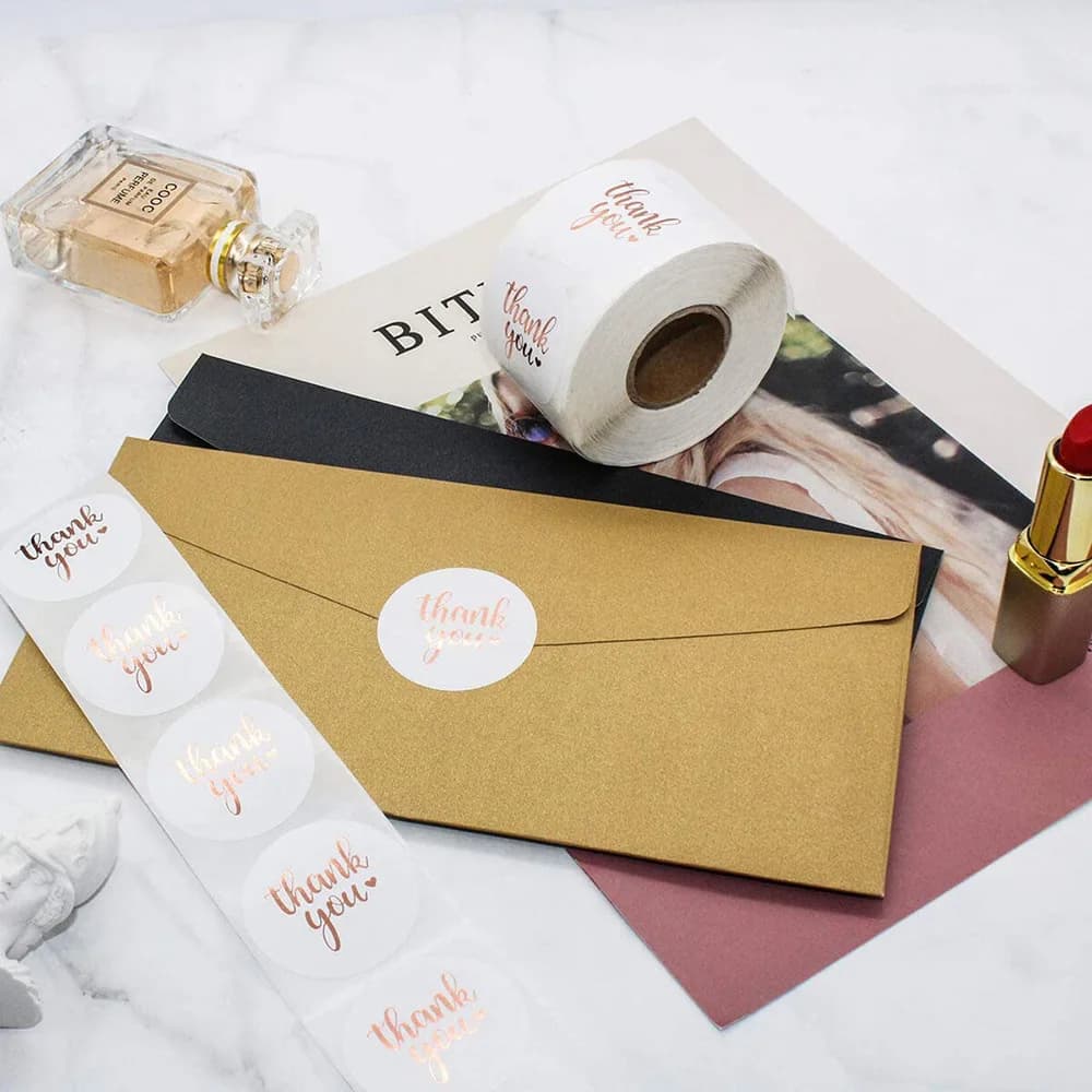 Autocollants «merci» en feuille d'or Rose, 100 à 500 pièces, étiquettes d'expédition pour sceau de c