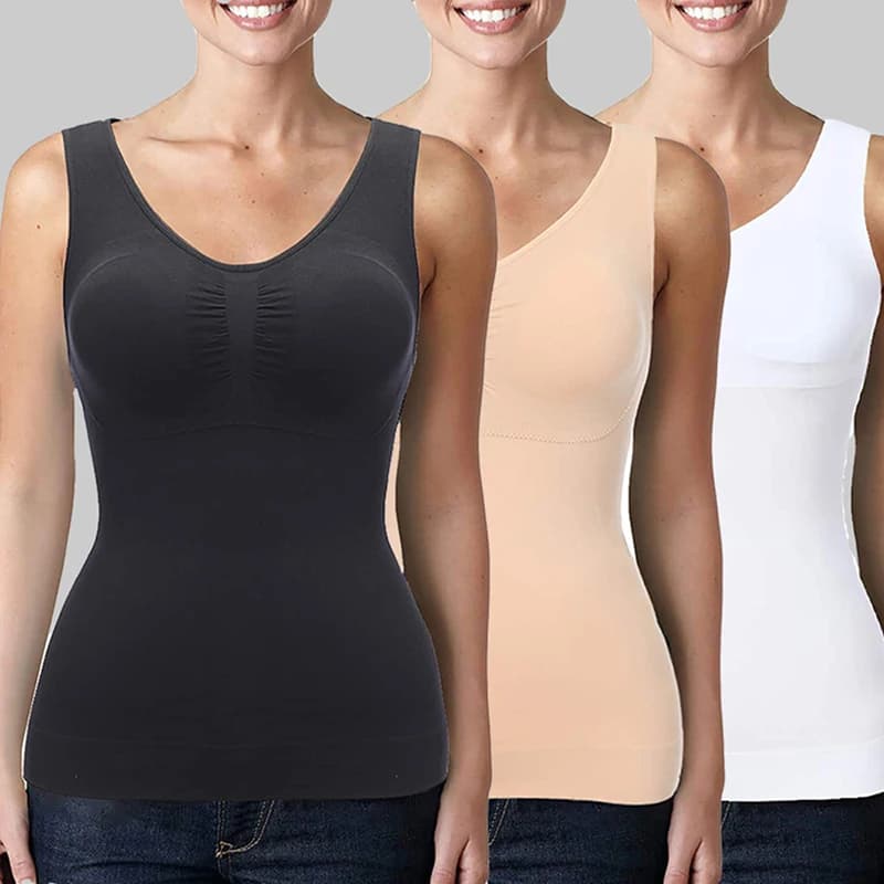 Caraco gainant pour femmes avec soutien-gorge intégré, contrôle du ventre, Camisole, débardeur, sous