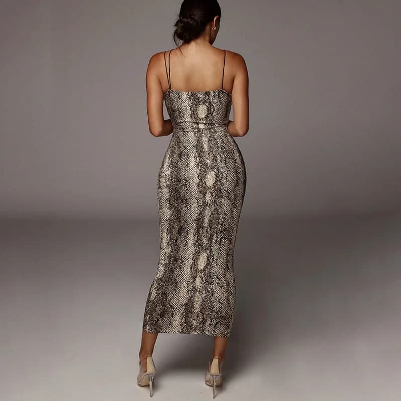 Robe mi-longue sexy à imprimé léopard pour femmes, sans manches, col en V, streetwear à la mode, ten