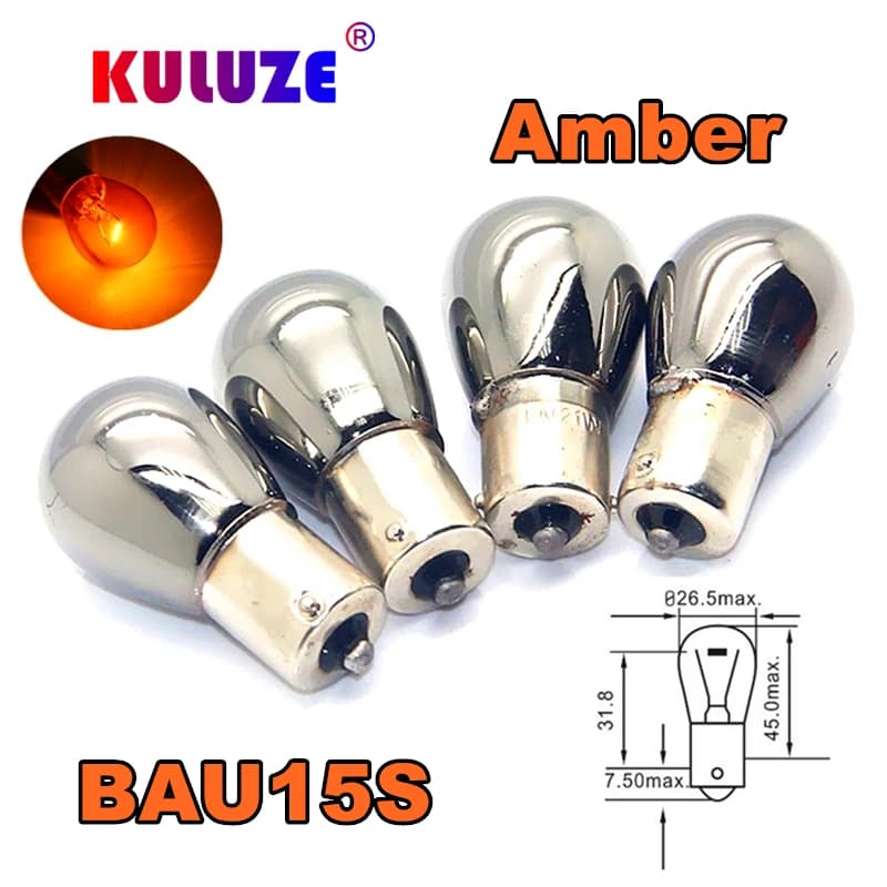 Ampoule chromée ambre 581 py21w S25 bau15s, clignotant invisible 1156 12v21w, lampe de signalisation