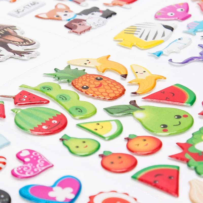 Autocollants 3D pour enfants en bas âge, 20/8 feuilles différentes, autocollant gonflé en vrac, dess