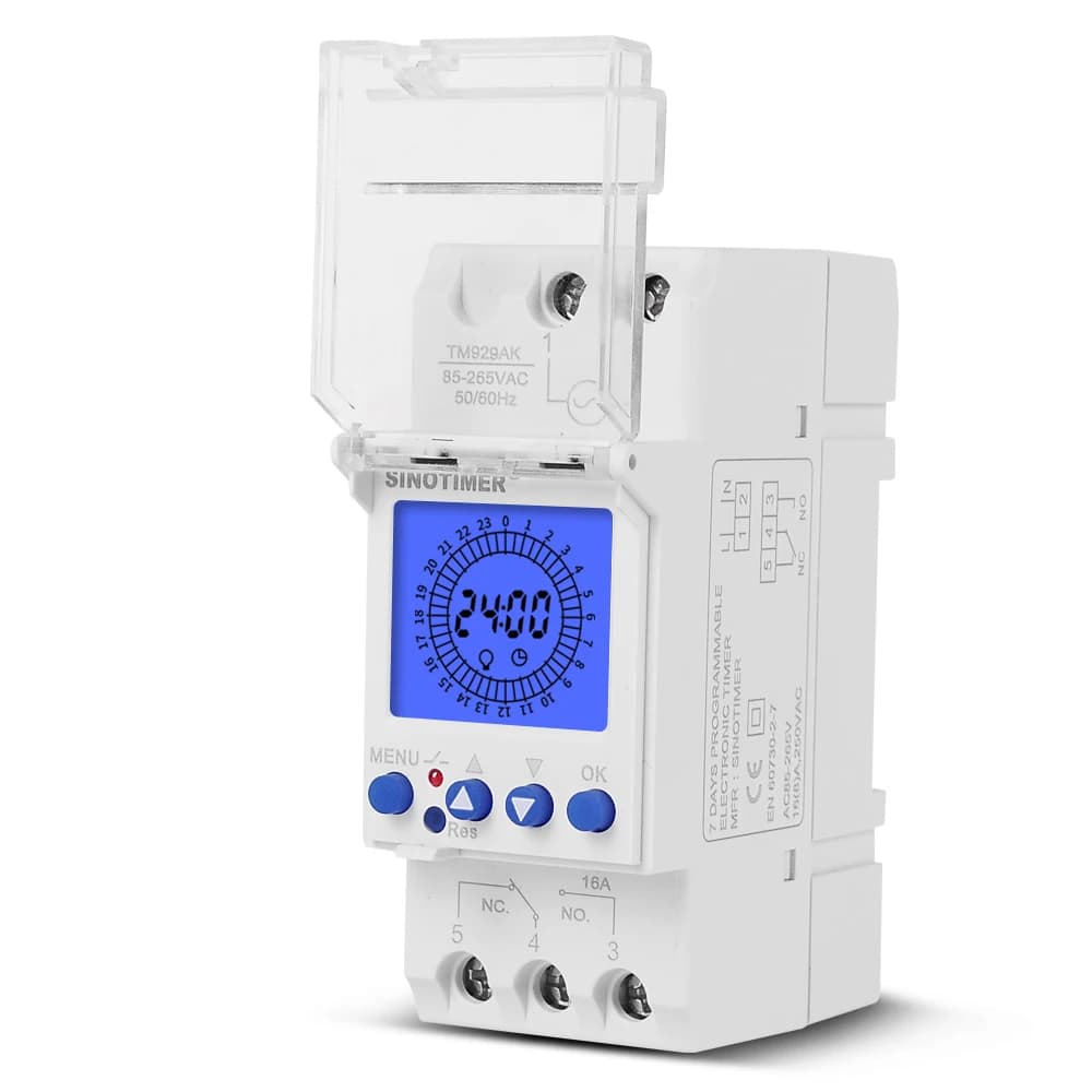 Module Din analogique numérique 24 heures, interrupteur de temps rétro-éclairé, grand écran LCD, min