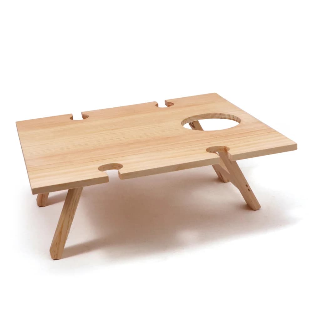 Table de pique-nique en bois pliable et Portable, petite Table de Snack avec 4 porte-verres à vin re