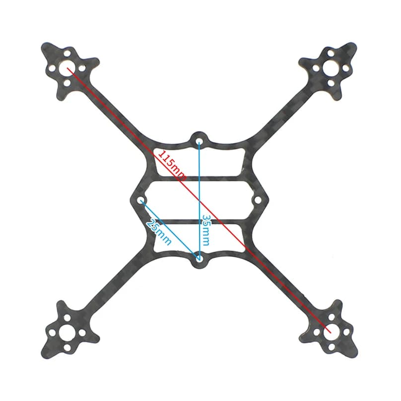 Plaque inférieure d'empattement de 115mm en Fiber de carbone 3K pour Drone de course Happymodel Crux