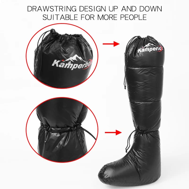 Sac de couchage en duvet pour Camping, chaussettes, bottines, sac de couchage