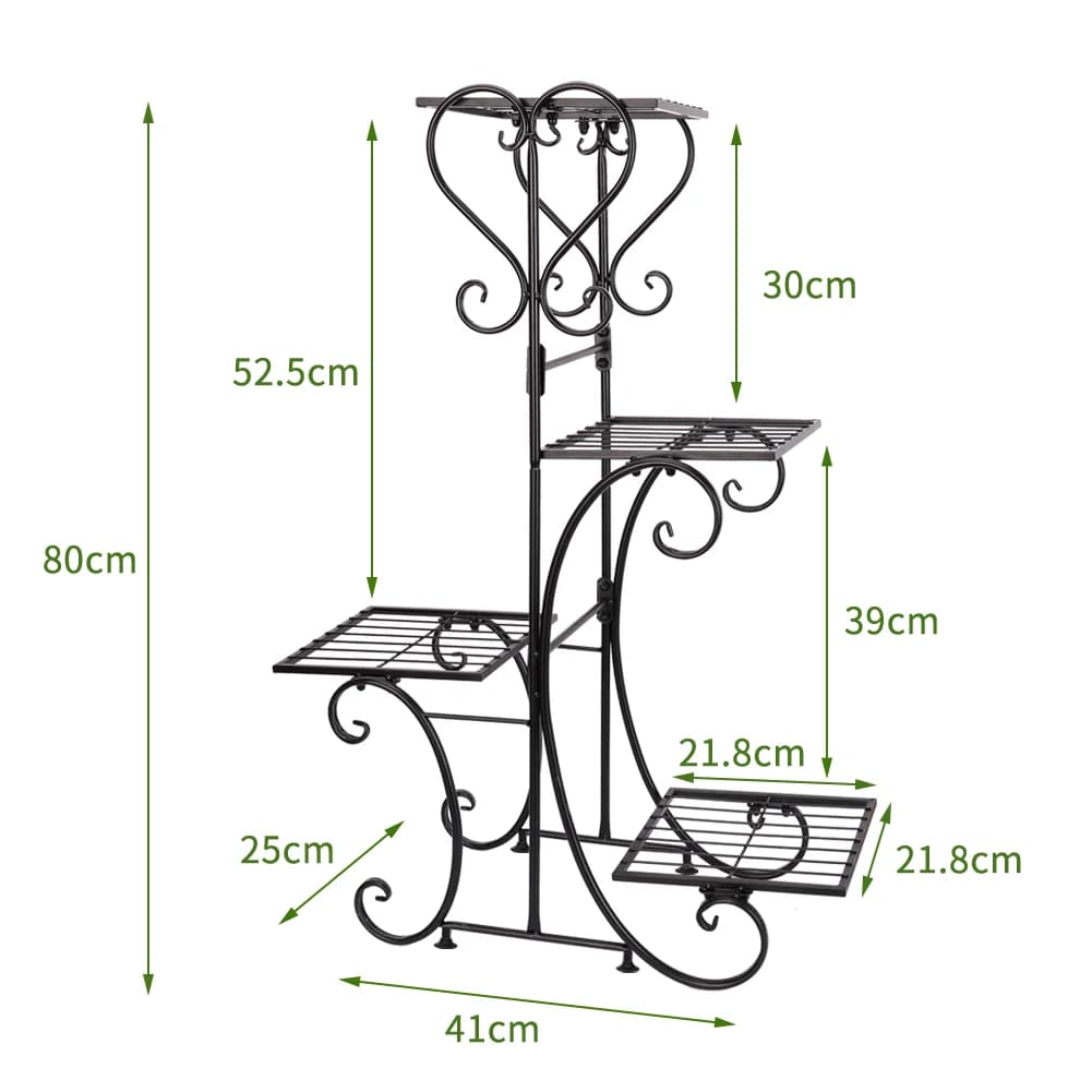 Étagère en métal pour plantes, présentoir à fleurs, jardinière de jardin, support avec étagères à 4 