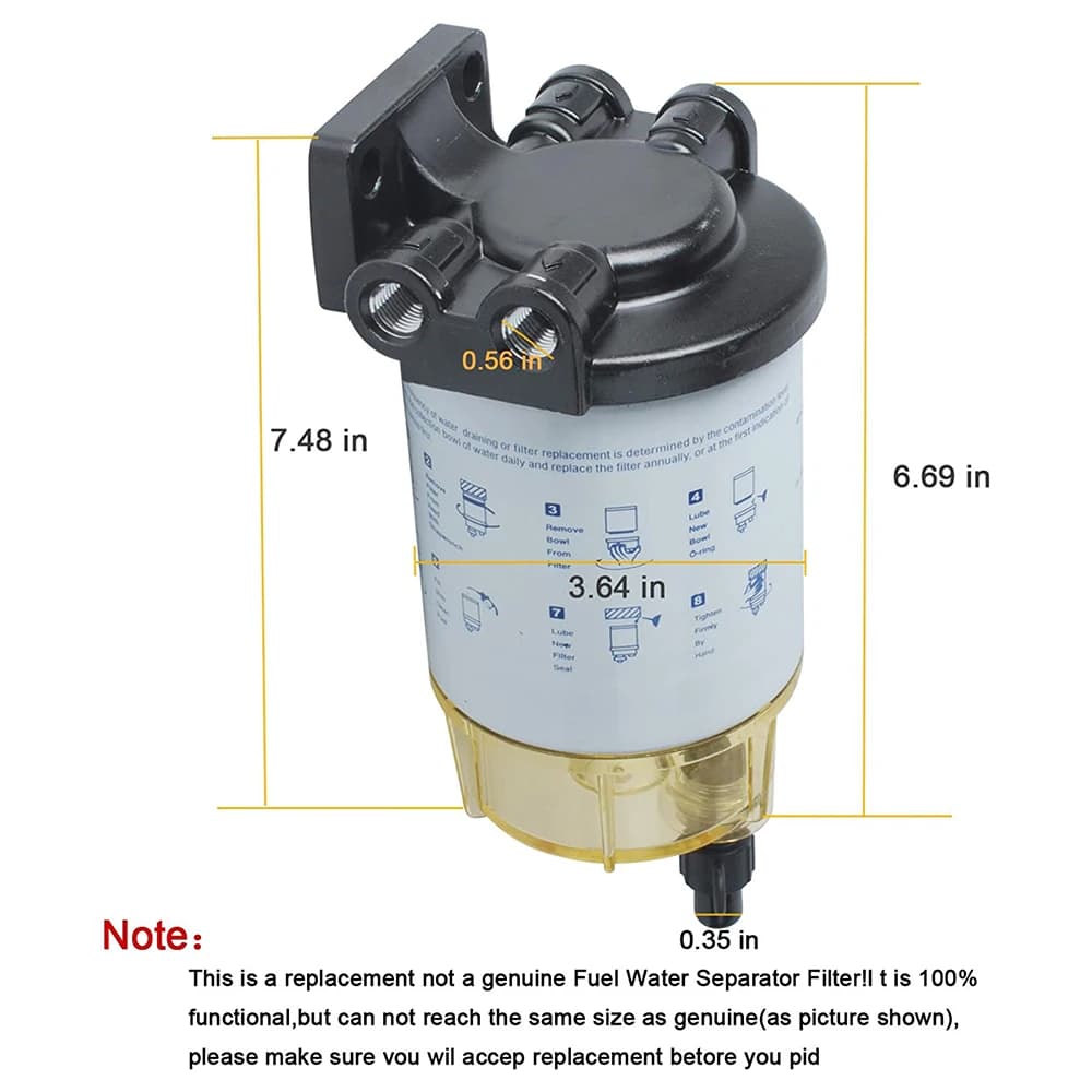Ensemble de filtre séparateur d'eau et de carburant S3213, Compatible avec moteur hors-bord Mercury 
