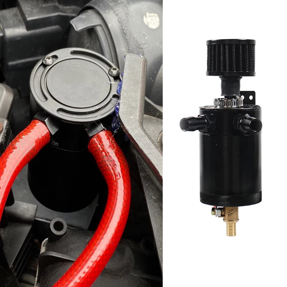 Réservoir de récupération d'huile en aluminium à déflecteur universel, réservoir à 2 ports avec Valv