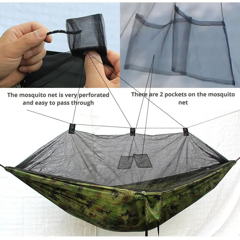 Hamac double avec moustiquaire, facile à installer, 290x140cm, avec ULà vent, portable, pour le camp