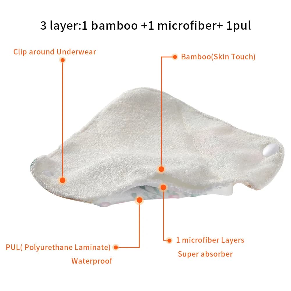 Coussinets hygiéniques réutilisables en Fiber de bambou, 10 pièces, serviettes hygiéniques féminines