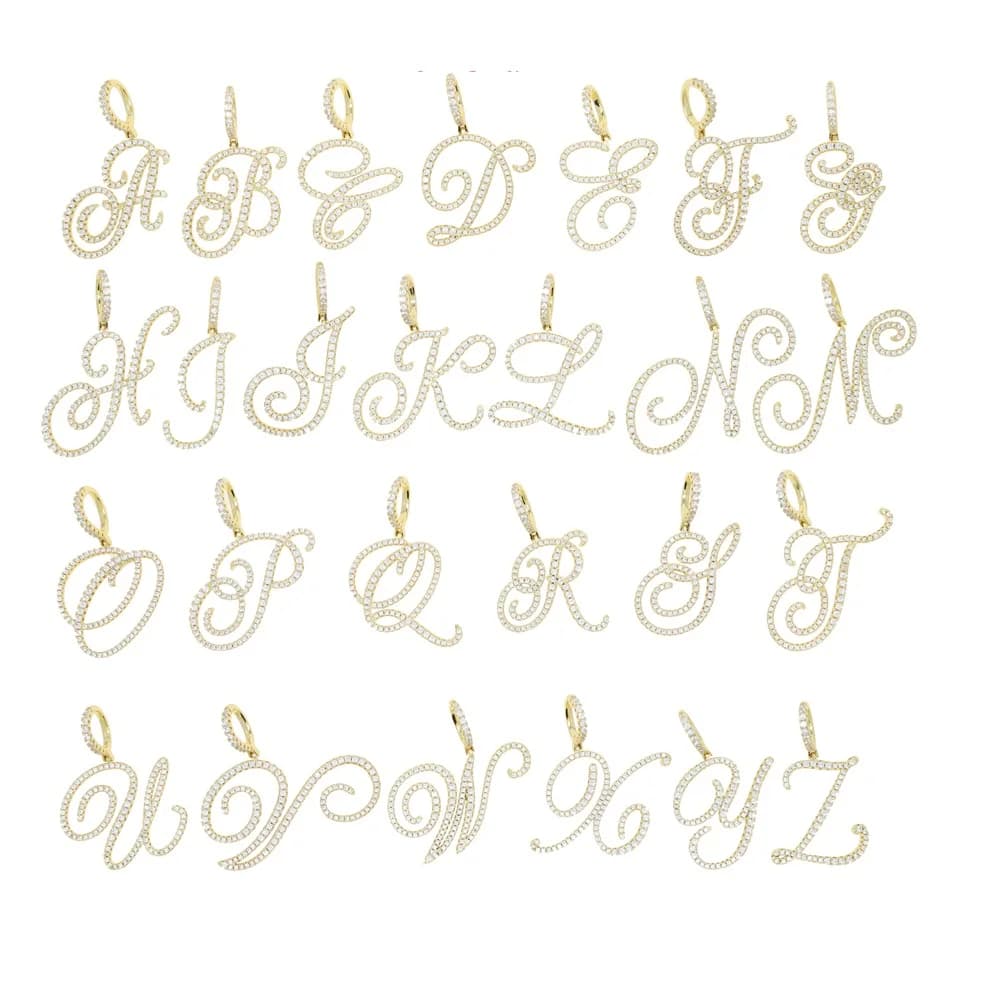 Collier pendentif avec 26 lettres initiales cursives, Micro pavé 5A, zircone cubique, bijoux avec no
