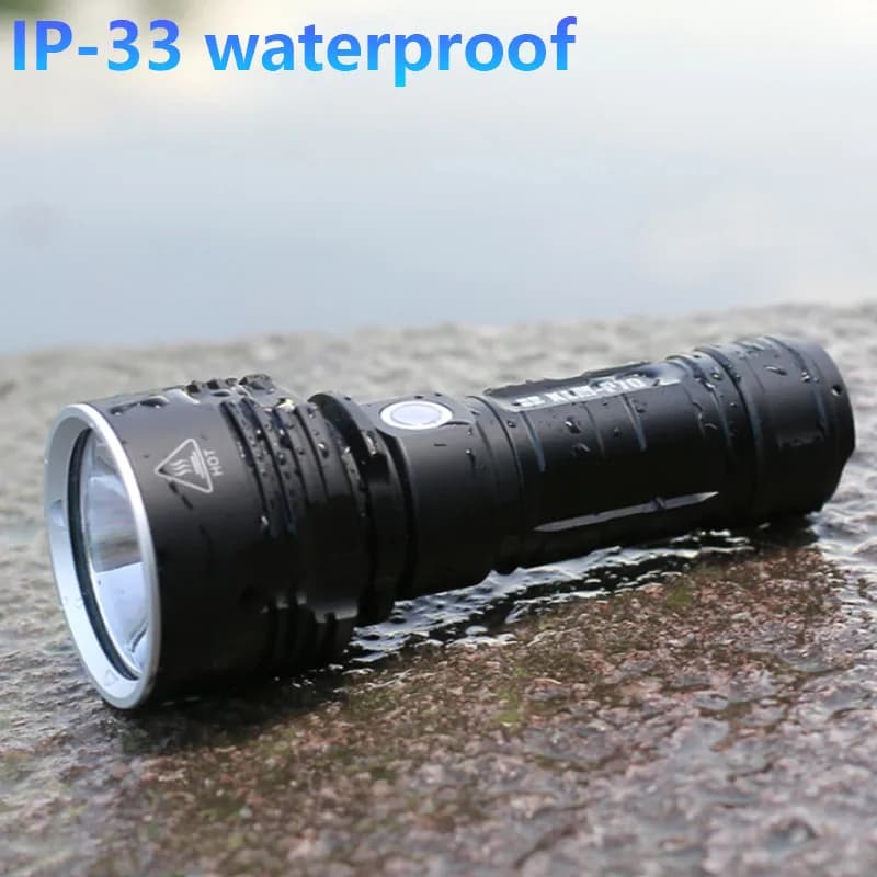 Lampe de poche LED haute puissance XHP70, torche tactique, lanterne Rechargeable par USB, étanche, l