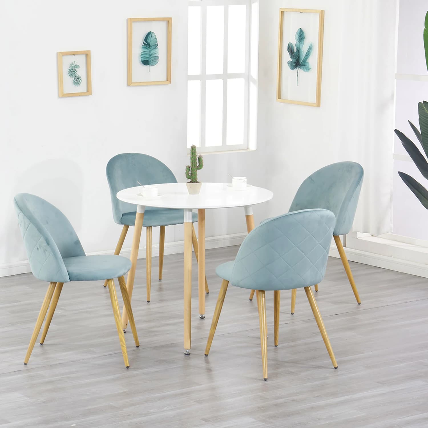 GrandCA HOME Ensemble de 4 chaises de salle à manger en velours, chaises nordiques rembourrées avec 