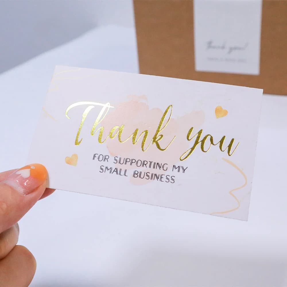 30 pièces/paquet carte de remerciement feuille d'or carte de remerciement pour votre soutien mon pet