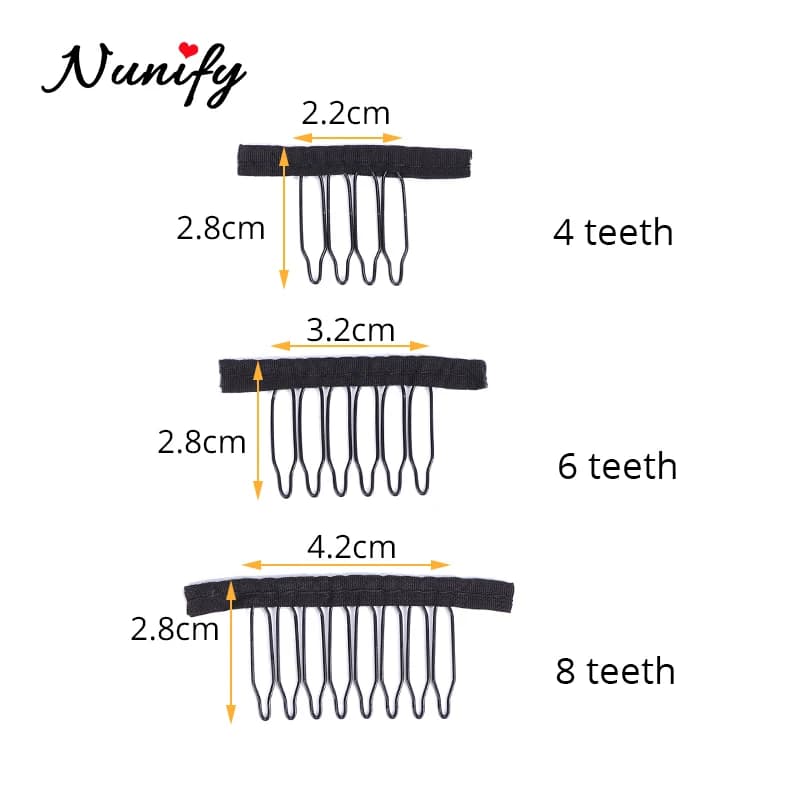 Nunify perruque peigne Clips 4 dents Extension de cheveux Clips en acier inoxydable perruque Clips p