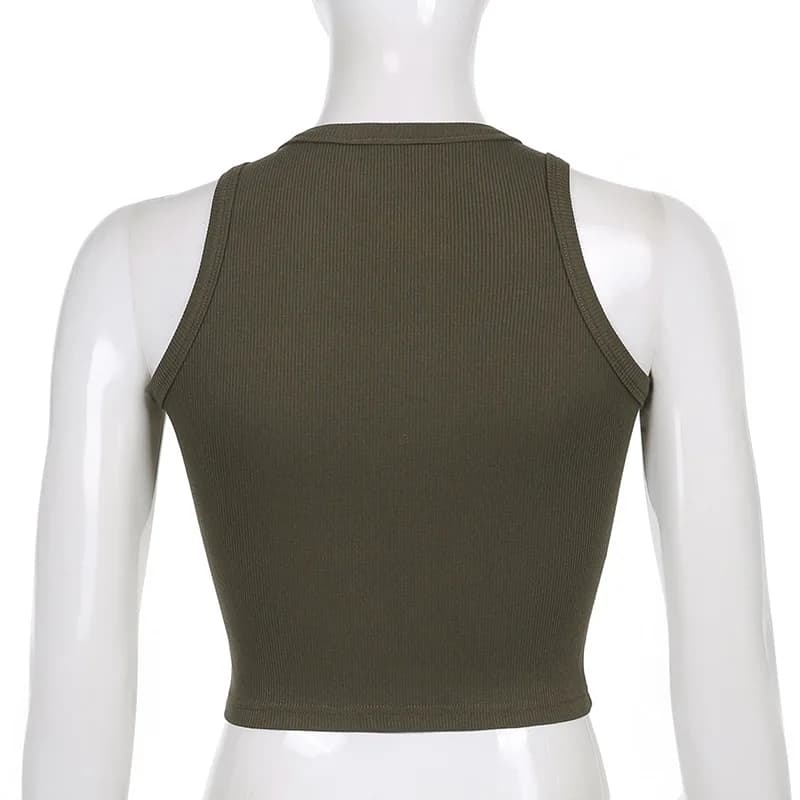 Débardeur court imprimé y2k, sans manches, col rond, Corset, basique, pour femme, été