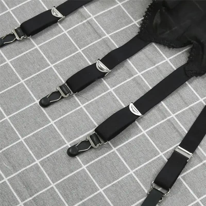 Hirigin femmes Sexy rétro taille haute élastique maille porte-jarretelles 6 boucles en métal vêtemen