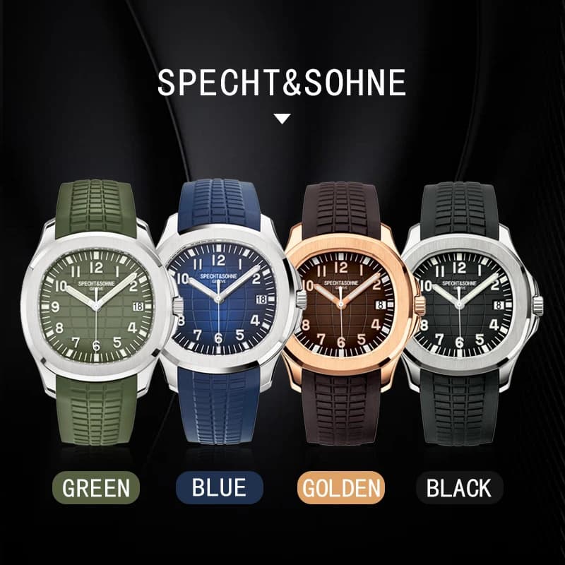 Specht & Sohne marque montres mécaniques automatiques montres de sport saphir vert lumineux 50M étan