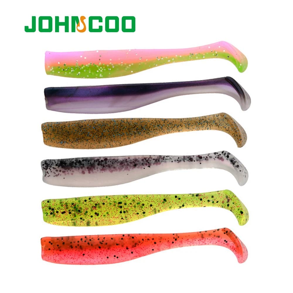 JOHNCOO 6 pièces TPR appât souple queue de pagaie Swimbait 70mm 2.3g leurre de gabarits appâts artif