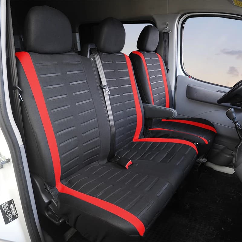 1 + 2 housses de siège rouges housse de siège de voiture pour transporteur pour Renault Master 3 pou
