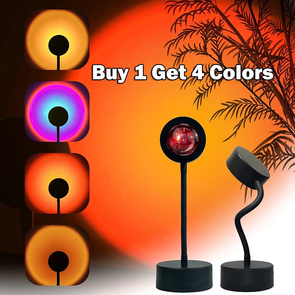 Lampe de coucher de soleil USB, projecteur de coucher de soleil, lumière d'ambiance, salon, chambre 