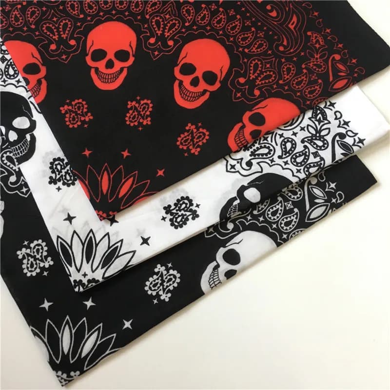 Plus coloré imprimé crâne Paisley géométrique coton Bandanas femmes bandeau carré écharpe foulard ch