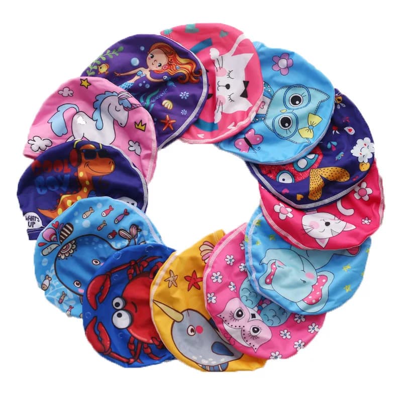 Bonnet de natation en tissu élastique pour enfants, chapeau de protection des oreilles, casquettes d