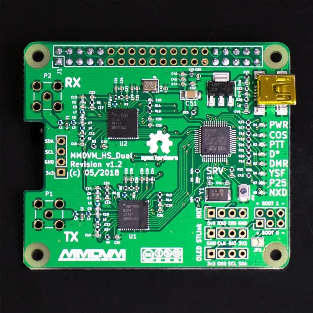 MMDVM_HS_Dual_Hat Duplex MMDVM Hotspot UHF/VHF P25 DMR YSF NXDN Pi + OLED vendu à bord + antenne