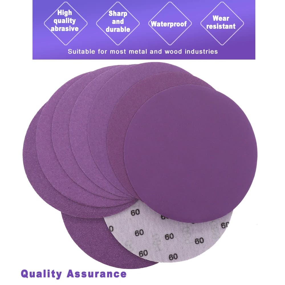 Disques de ponçage 6 pouces crochet et boucle 60-10000 grain papier de verre 150 mm pour ponceuse or