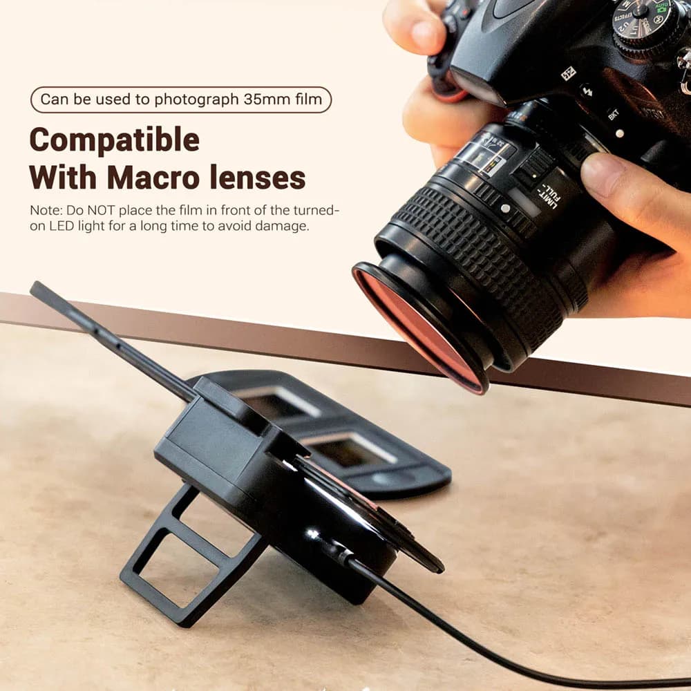 Lampe LED de numérisation de films négatifs JJC 35 mm avec support, 10 niveaux réglables, pour conve