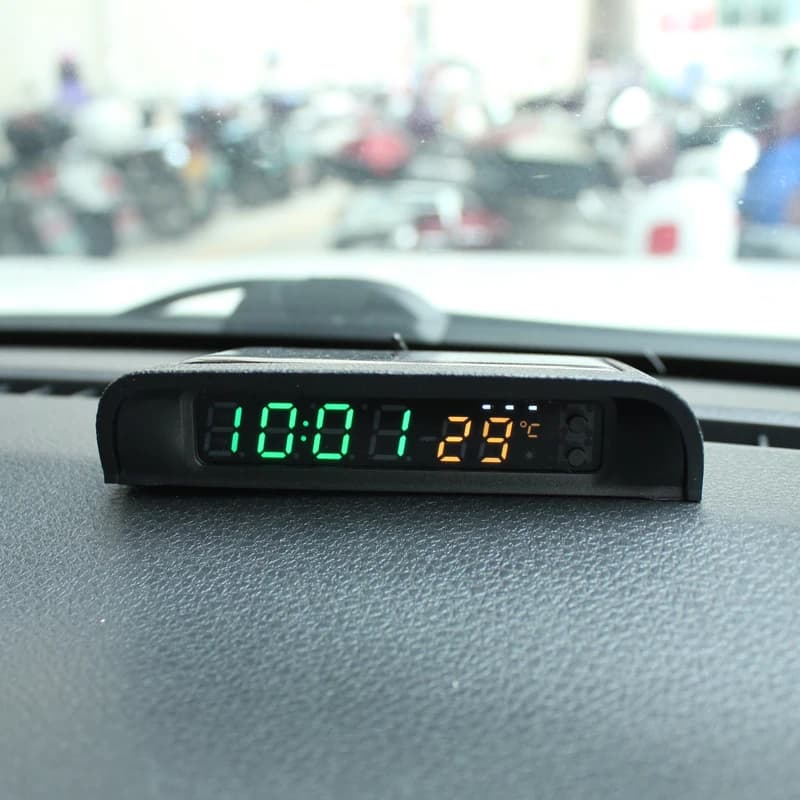 Horloge numérique de voiture solaire, thermomètre à double affichage couleur, interrupteur intellige
