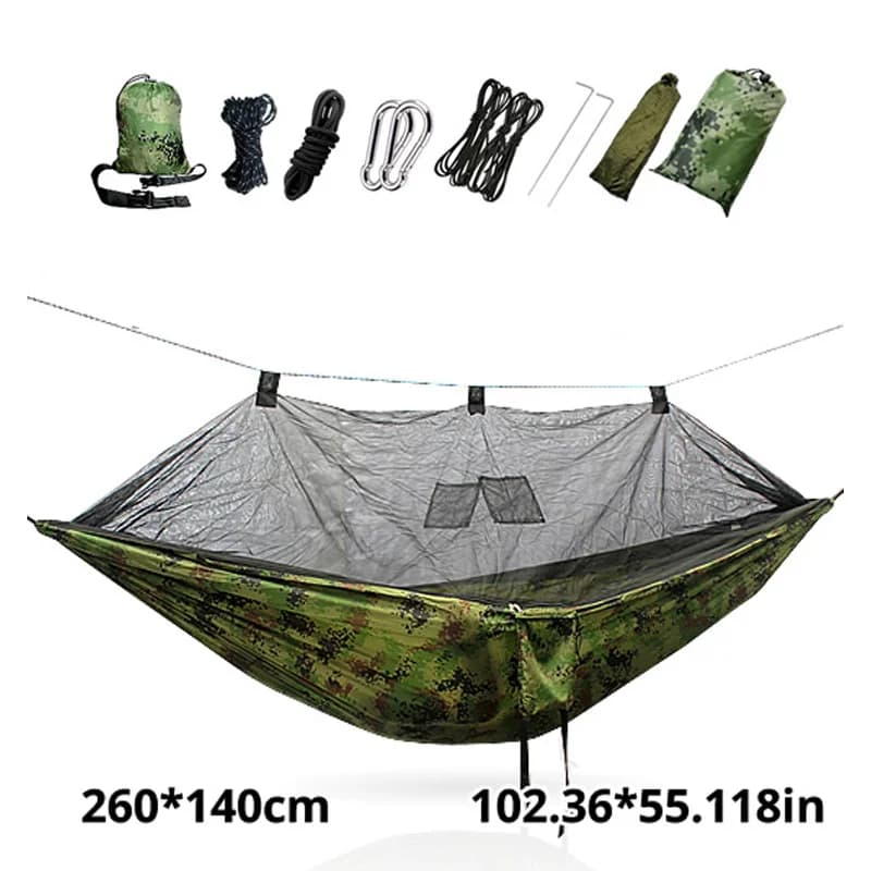 Hamac double avec moustiquaire, facile à installer, 290x140cm, avec ULà vent, portable, pour le camp
