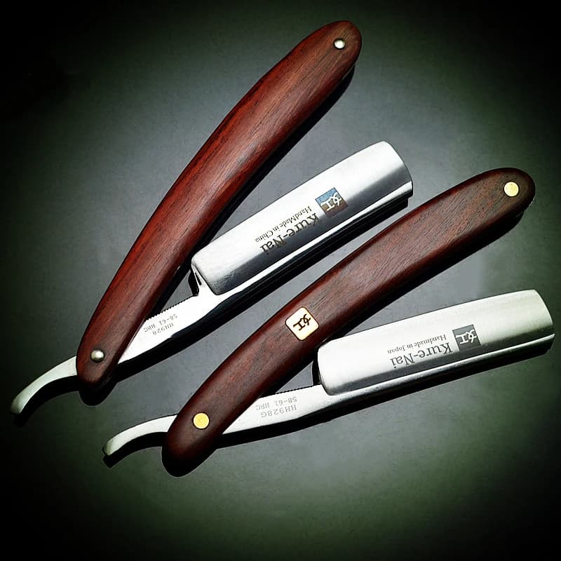 Rasoir droit en acier au carbone pour hommes, manche RosFrederick, rasoir de barbier, grattoir manue