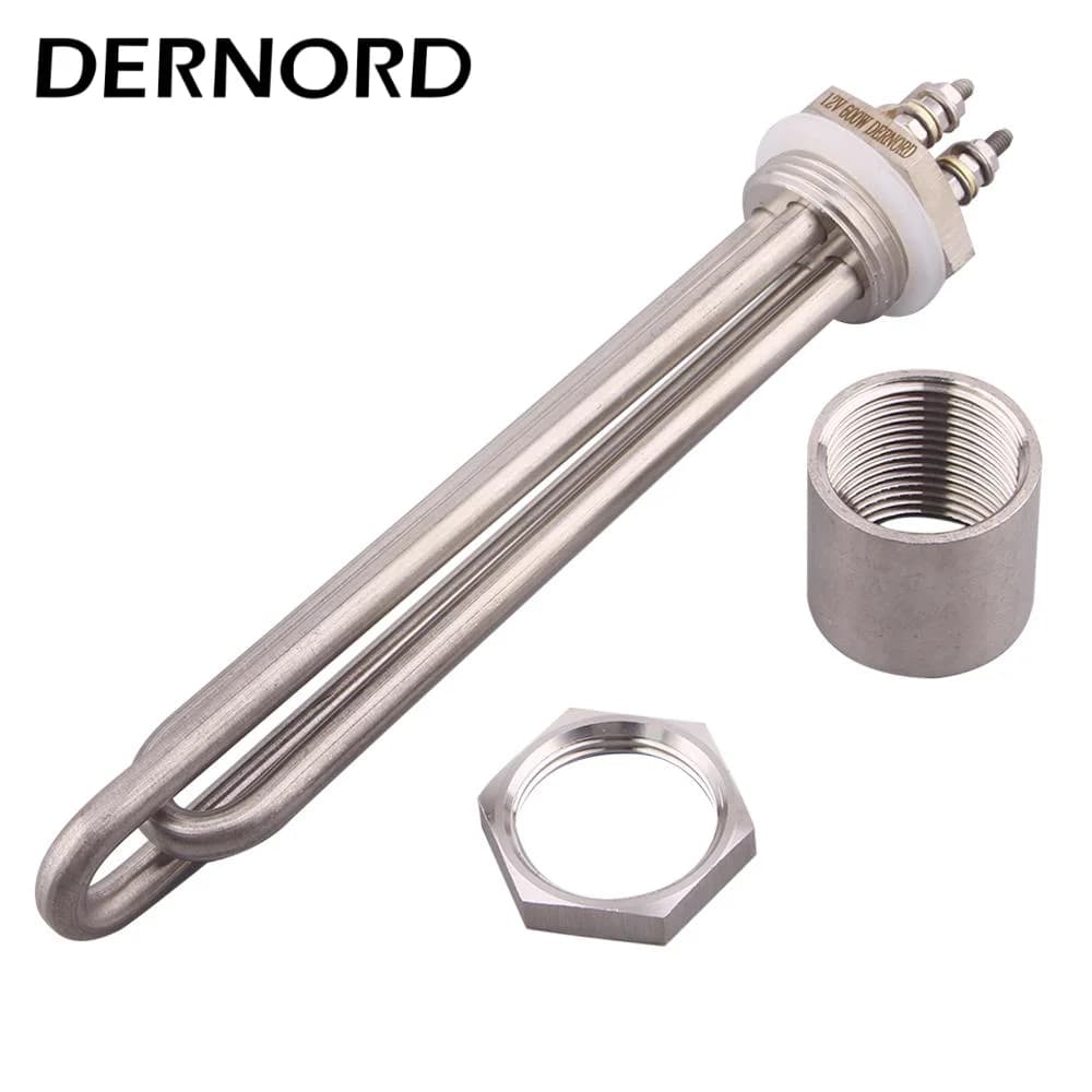 DERNORD chauffage 12V DN25 tubulaire électrique 600w 400w 300w 200w 100w élément chauffant d'eau par