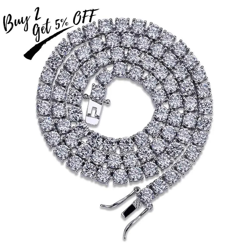TOPGRILLZ 3mm-10mm glacé Bling AAA Zircon 1 rangée chaîne de Tennis collier hommes Hip Hop bijoux or
