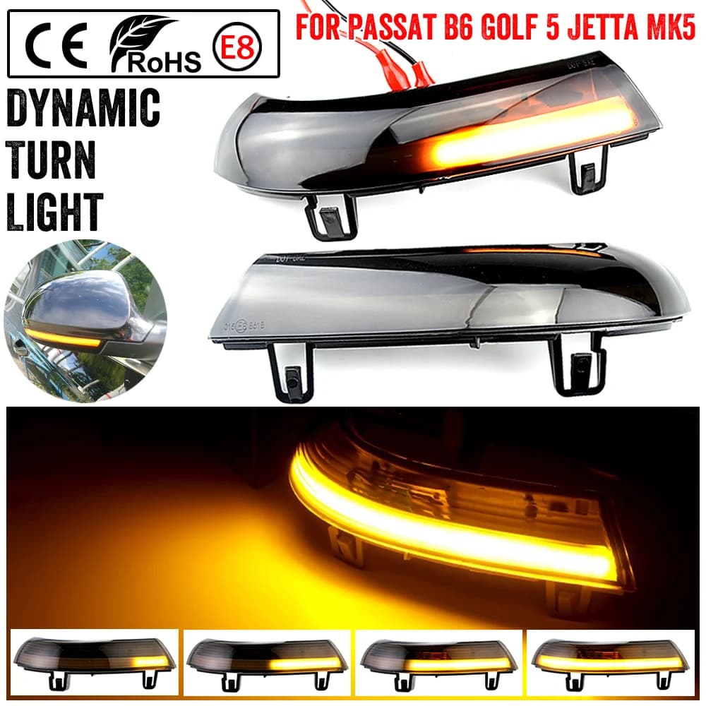 Clignotant LED pour rétroviseur arrière dynamique, 2 pièces, pour VW GOLF 5 GTI V MK5 Jetta Passat B