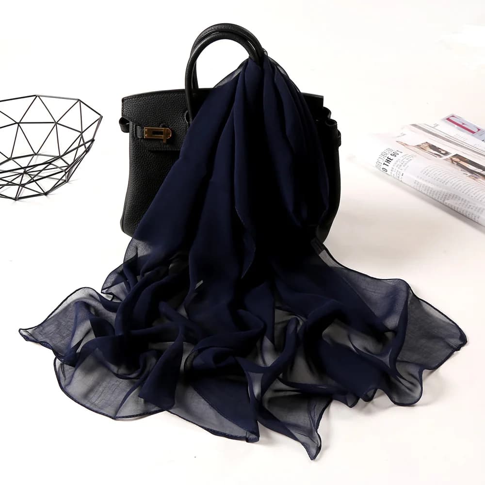 Foulard en mousseline de soie Georgette pour femmes, dégradé de couleur unie, Bandana élégant, Long 