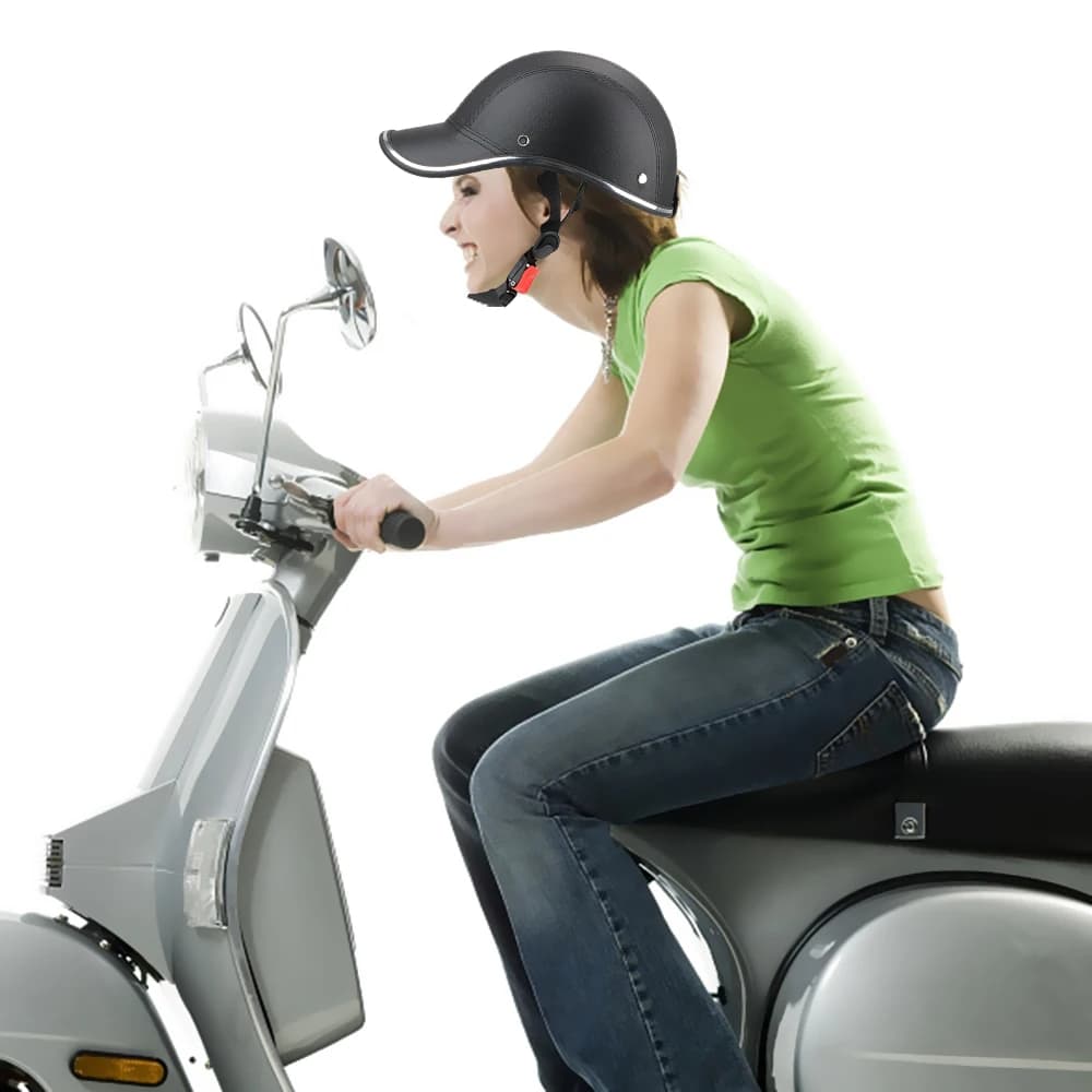 LEEPEE pour café Racer Chopper Scooter sécurité casque demi visage Vintage casquette d'été moto demi