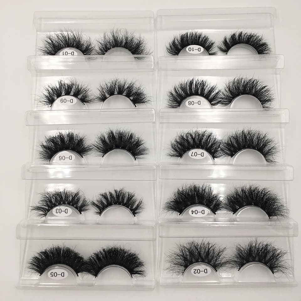 RED SIREN – faux cils en vison pelucheux, épais et longs, avec boîte, pour maquillage, 25mm, 10 à 50