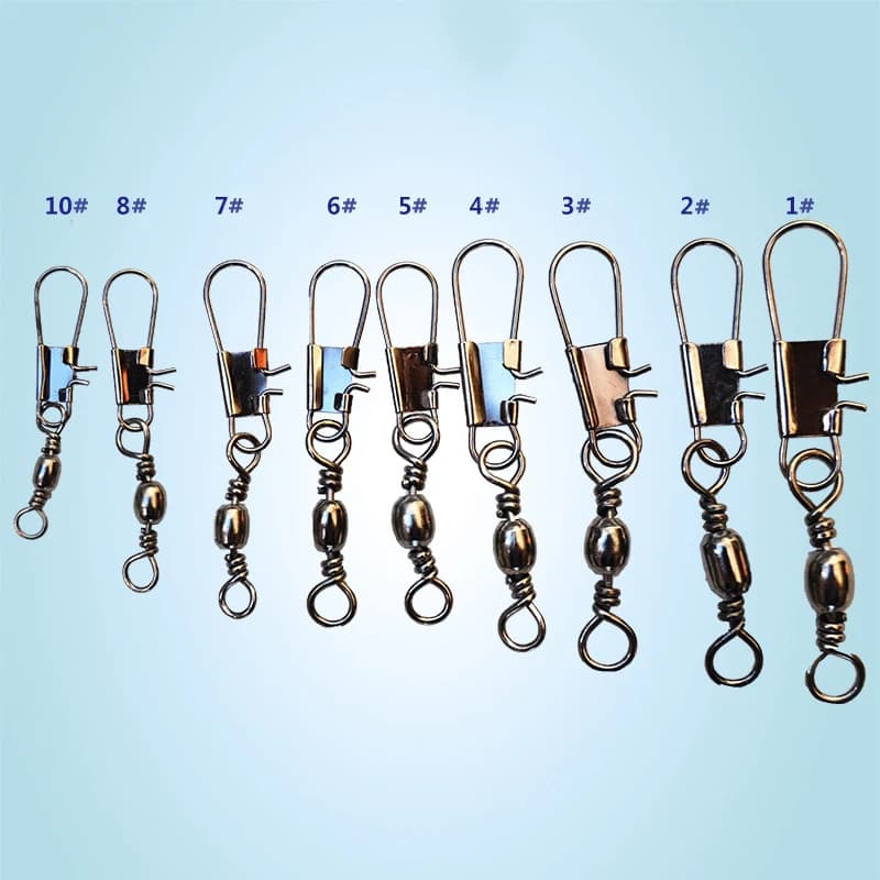50pcs hiver produits de pêche sur glace pivotant connecteur de pêche broche roulement pivotant Snap 