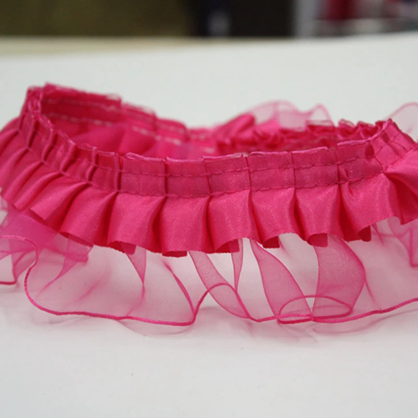 Ruban de Satin Double couche en Tulle Organza à volants, 5.5 Yards (5 mètres), 40mm, couture, artisa
