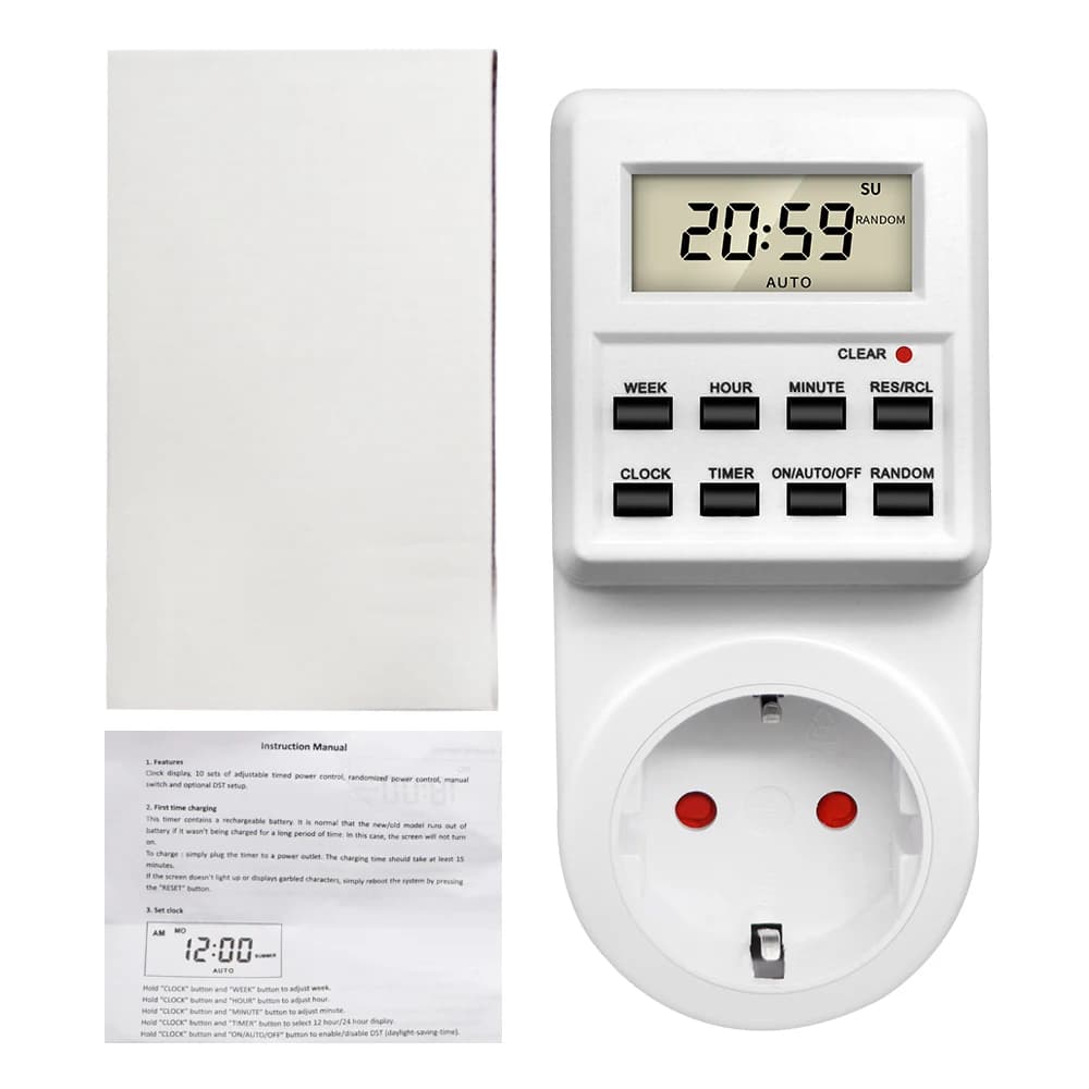 Minuterie numérique Programmable TM03, 24 h, minuterie de cuisine, prise ue UK AU US BR FR IT
