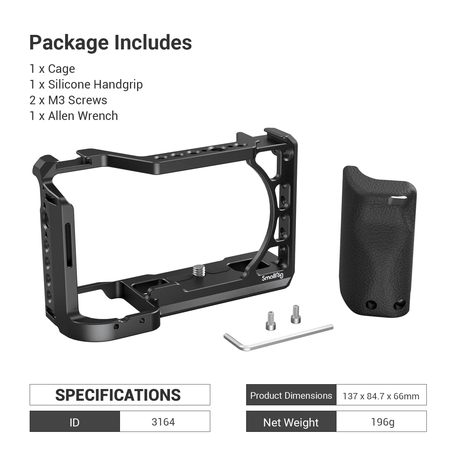 SmallRig-Appareil photo reflex numérique pour Sony A6400 avec poignée en silicone et griffe froide, 