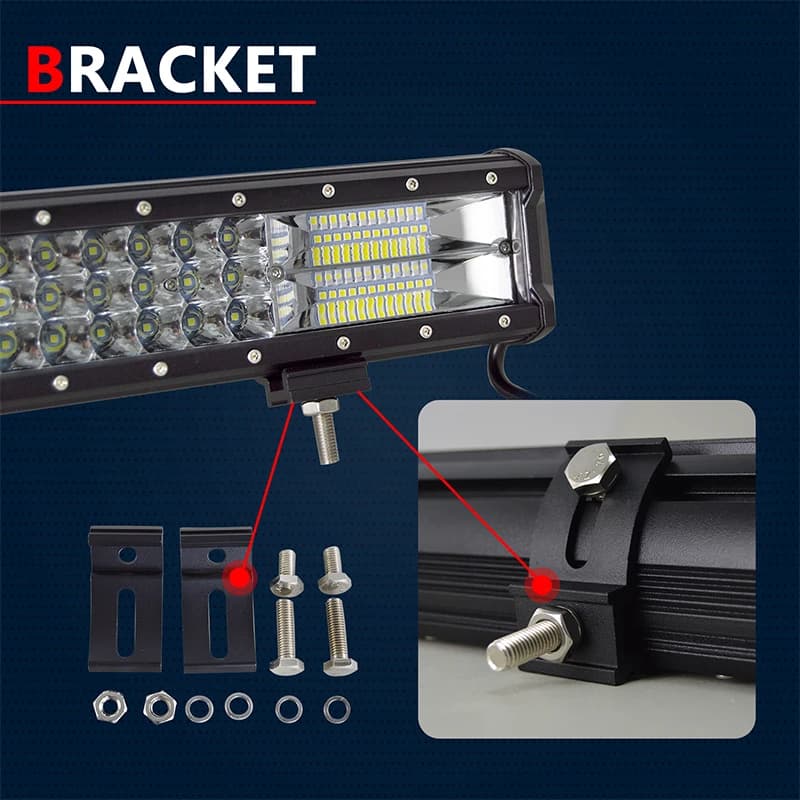 Auxtings 12-45 pouces 180W-612W Tri-Row 7D barre lumineuse LED tout-terrain barre LED Combo barre lu