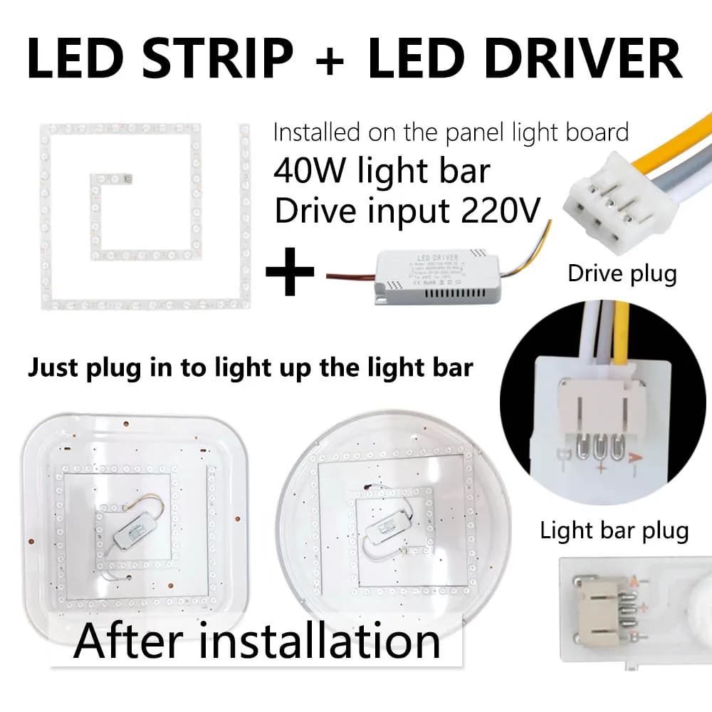 Panneau lumineux LED pour salon, 20W 40W, panneau lumineux carré haute puissance, Source de lampe à 