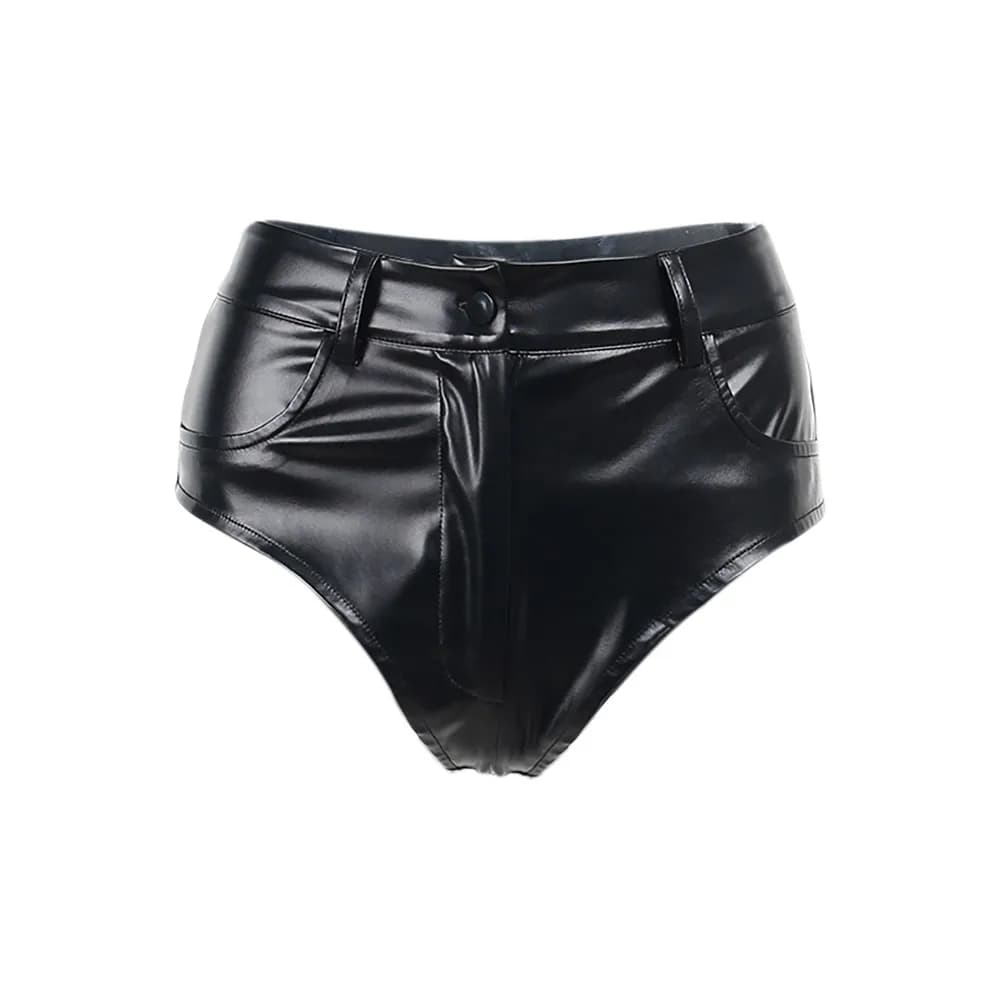 Sexy noir mode décontracté été faux cuir shorts femmes PU club pôle danse twerk femmes shorts goth f
