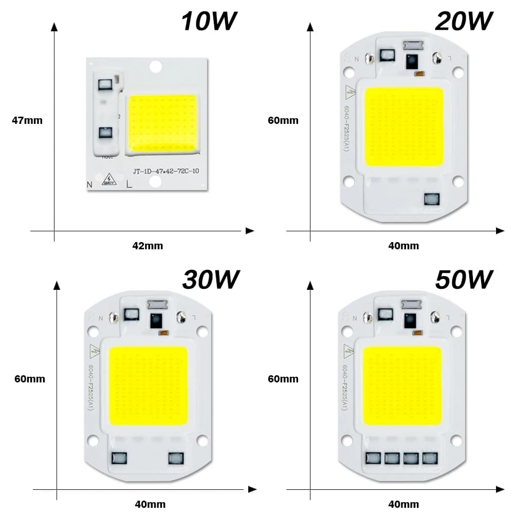6 pièces/lot COB lampe à LED puce Diode grandir plante lumière AC 110V 220V 10W 20W 30W 50W LED perl