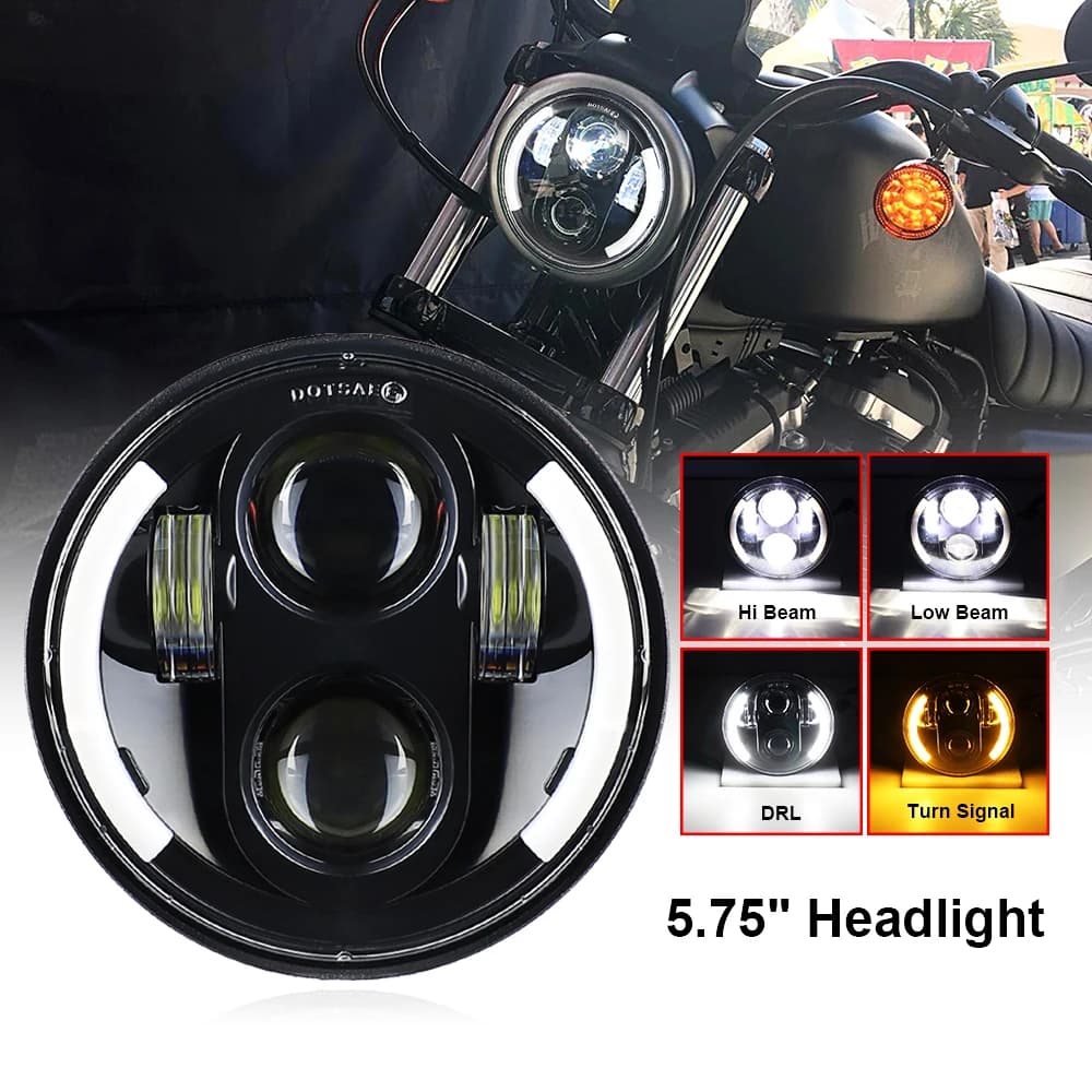 Projecteur de phare LED pour moto, 5.75 pouces, anneau Halo, 5 3/4 pouces, faisceau haut et bas, cli