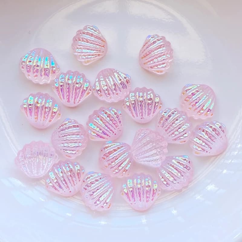 100 pièces nouveau mignon Mini coquille brillante résine Figurine artisanat Flatback Cabochon orneme